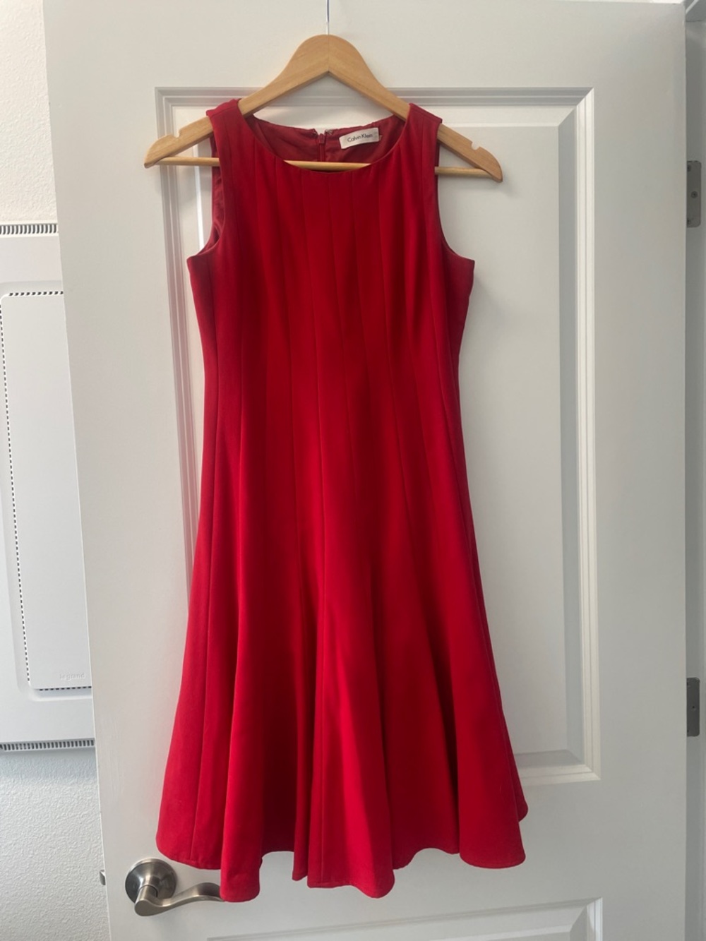Calvin Klein Sleeveless Red Flared Midi Dress